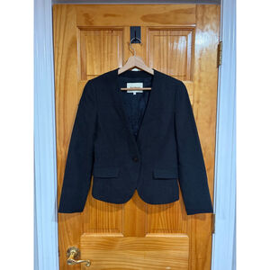 Paul Stuart Knit Blazer Jacket Black Rayon Blend Lined Womens Size 4